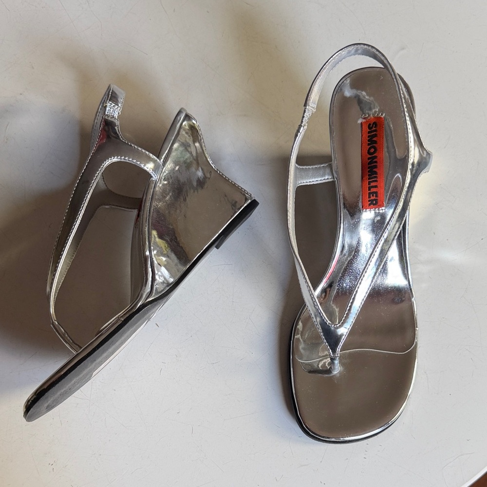 Simon Miller Metallic Silver Slingback Thong Sandals